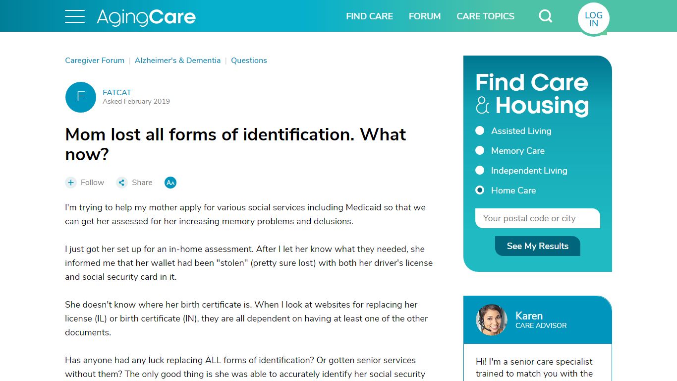 Mom lost all forms of identification. What now? - AgingCare.com